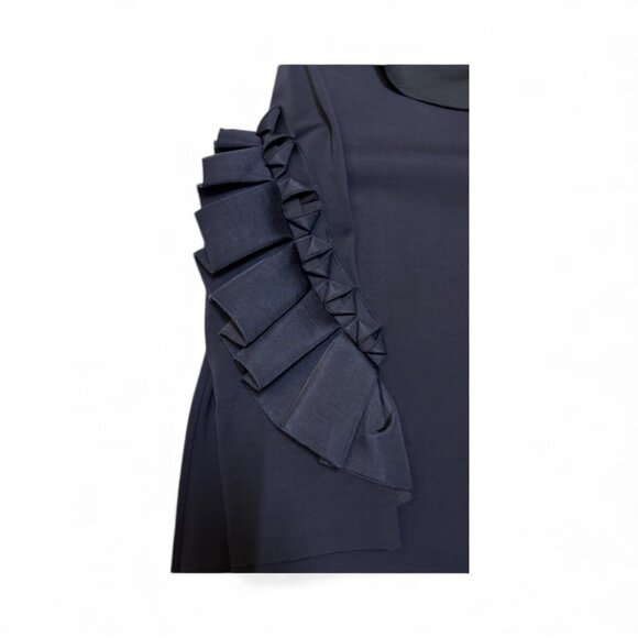 Cos Navy Blue Dress w Pleated Sleeves & Pockets - Picture 2 of 5